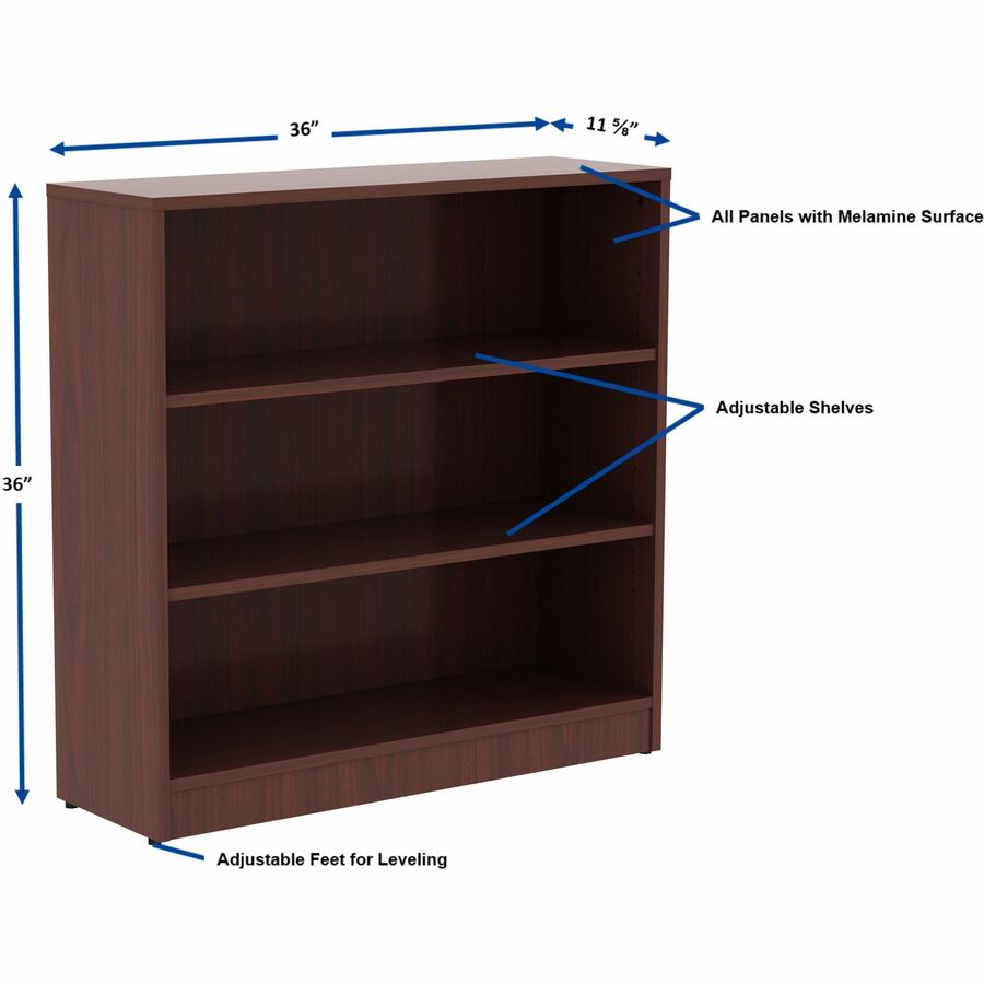 Lorell Professional 3 - Shelf Laminate Bookcase 36"W x 12"D x 36"H with Adjustable Shelving (LLR - LLR9978X) - SchoolOutlet