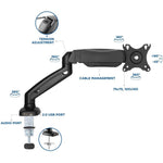 Lorell Single Monitor Mounting Arm Height Adjustable Black (LLR - LLR99800) - SchoolOutlet