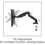 Lorell Single Monitor Mounting Arm Height Adjustable Black (LLR - LLR99800) - SchoolOutlet
