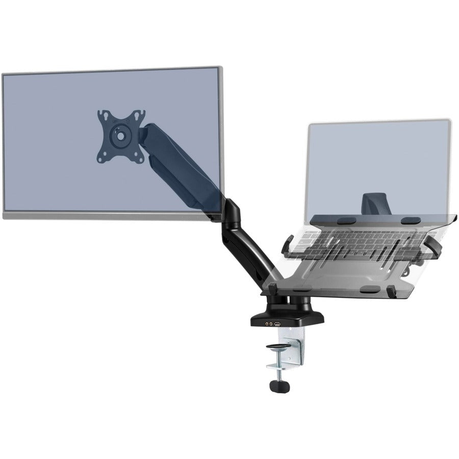 Lorell Dual Monitor Mounting Arm Height Adjustable Black (LLR - LLR99801) - SchoolOutlet