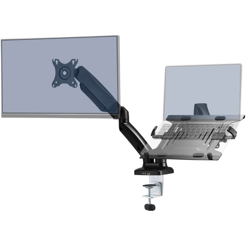 Lorell Dual Monitor Mounting Arm Height Adjustable Black (LLR - LLR99801) - SchoolOutlet