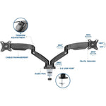 Lorell Dual Monitor Mounting Arm Height Adjustable Black (LLR - LLR99801) - SchoolOutlet