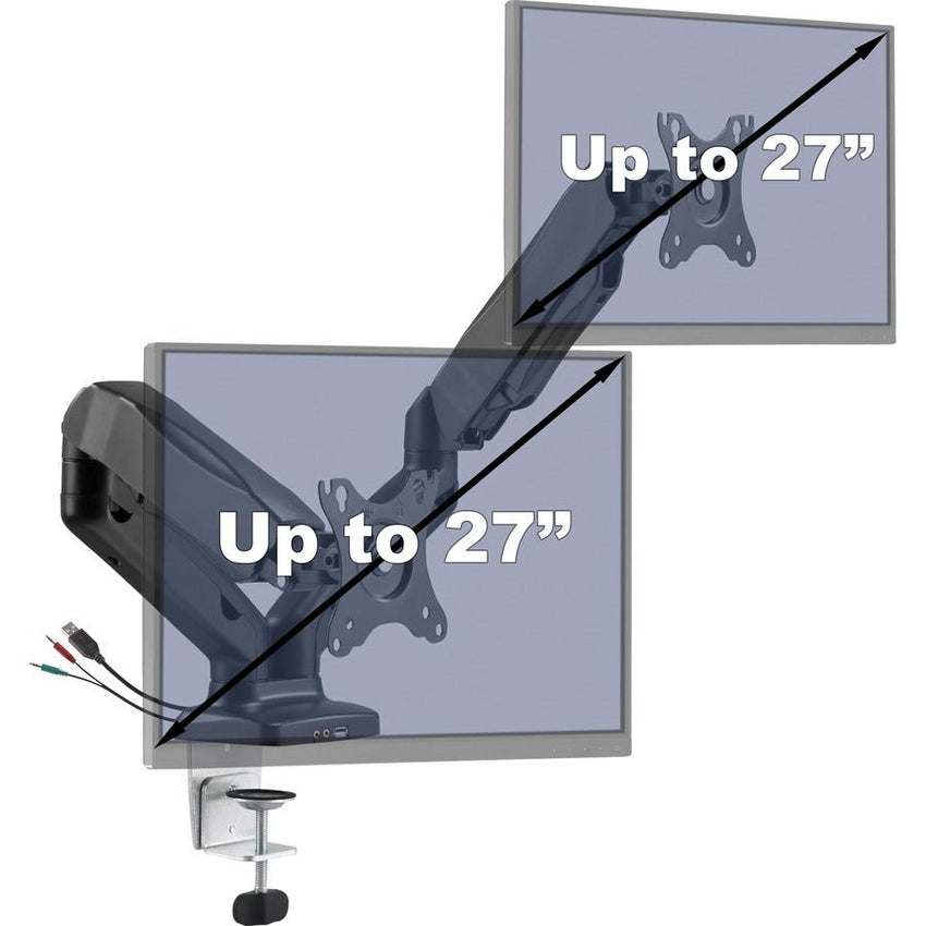 Lorell Dual Monitor Mounting Arm Height Adjustable Black (LLR - LLR99801) - SchoolOutlet