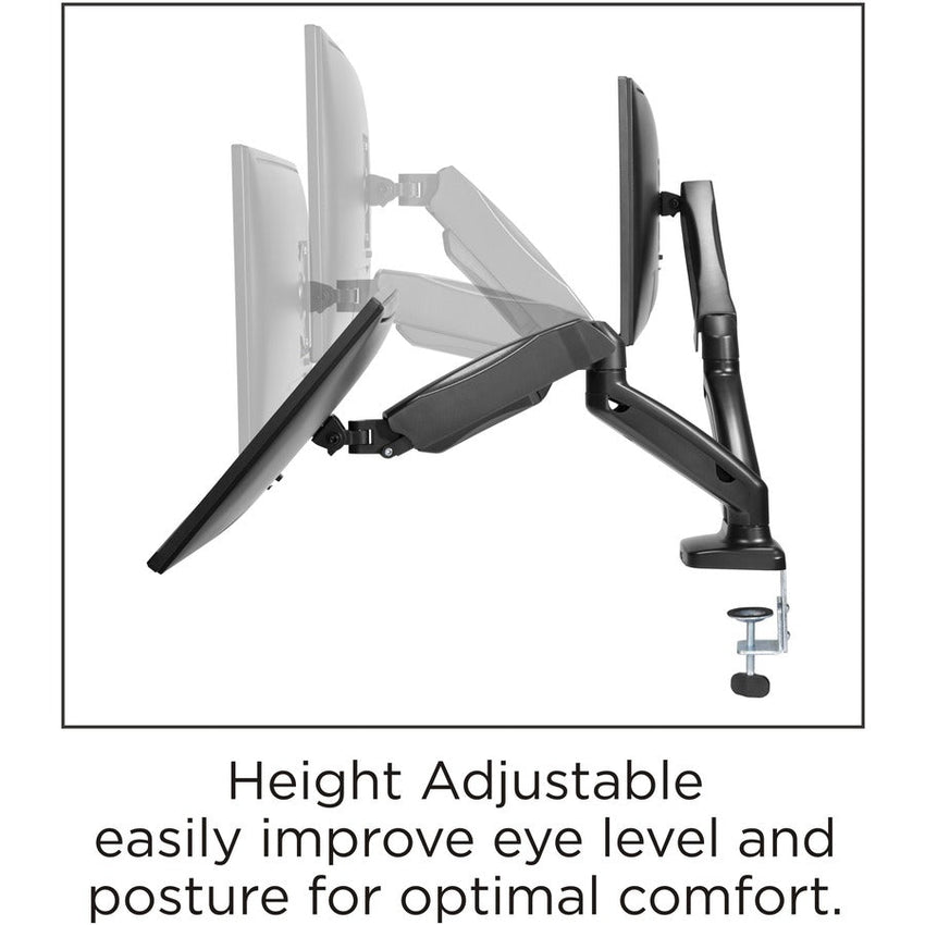 Lorell Dual Monitor Mounting Arm Height Adjustable Black (LLR - LLR99801) - SchoolOutlet