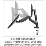 Lorell Dual Monitor Mounting Arm Height Adjustable Black (LLR - LLR99801) - SchoolOutlet