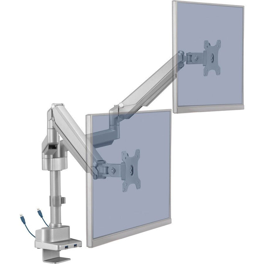 Lorell Dual Monitor Mounting Arm with Pole Height Adjustable Gray (LLR - LLR99803) - SchoolOutlet