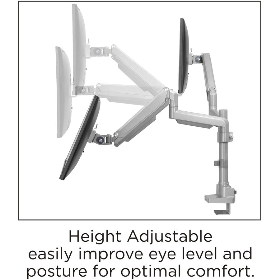 Lorell Dual Monitor Mounting Arm with Pole Height Adjustable Gray (LLR - LLR99803) - SchoolOutlet
