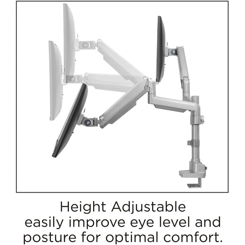 Lorell Dual Monitor Mounting Arm with Pole Height Adjustable Gray (LLR - LLR99803) - SchoolOutlet