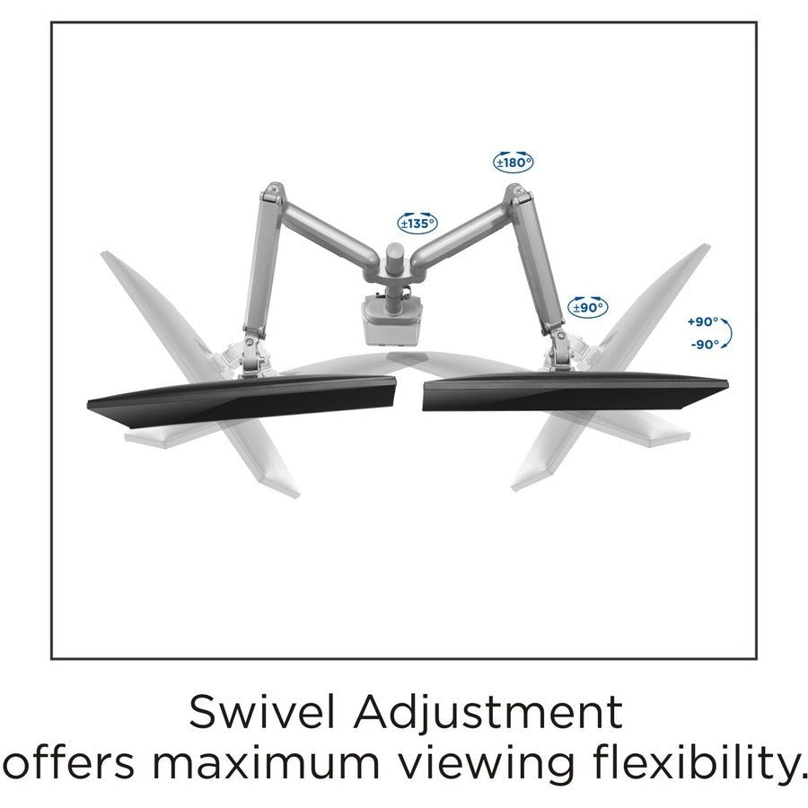 Lorell Dual Monitor Mounting Arm with Pole Height Adjustable Gray (LLR - LLR99803) - SchoolOutlet