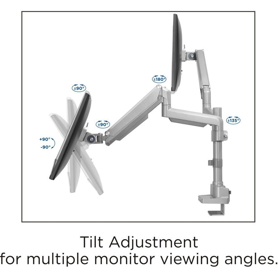 Lorell Dual Monitor Mounting Arm with Pole Height Adjustable Gray (LLR - LLR99803) - SchoolOutlet