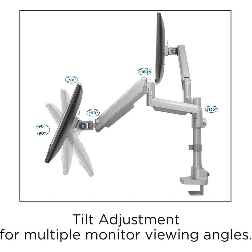 Lorell Dual Monitor Mounting Arm with Pole Height Adjustable Gray (LLR - LLR99803) - SchoolOutlet