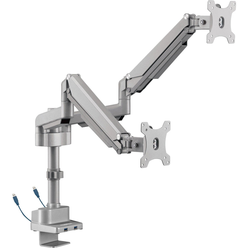Lorell Dual Monitor Mounting Arm with Pole Height Adjustable Gray (LLR - LLR99803) - SchoolOutlet