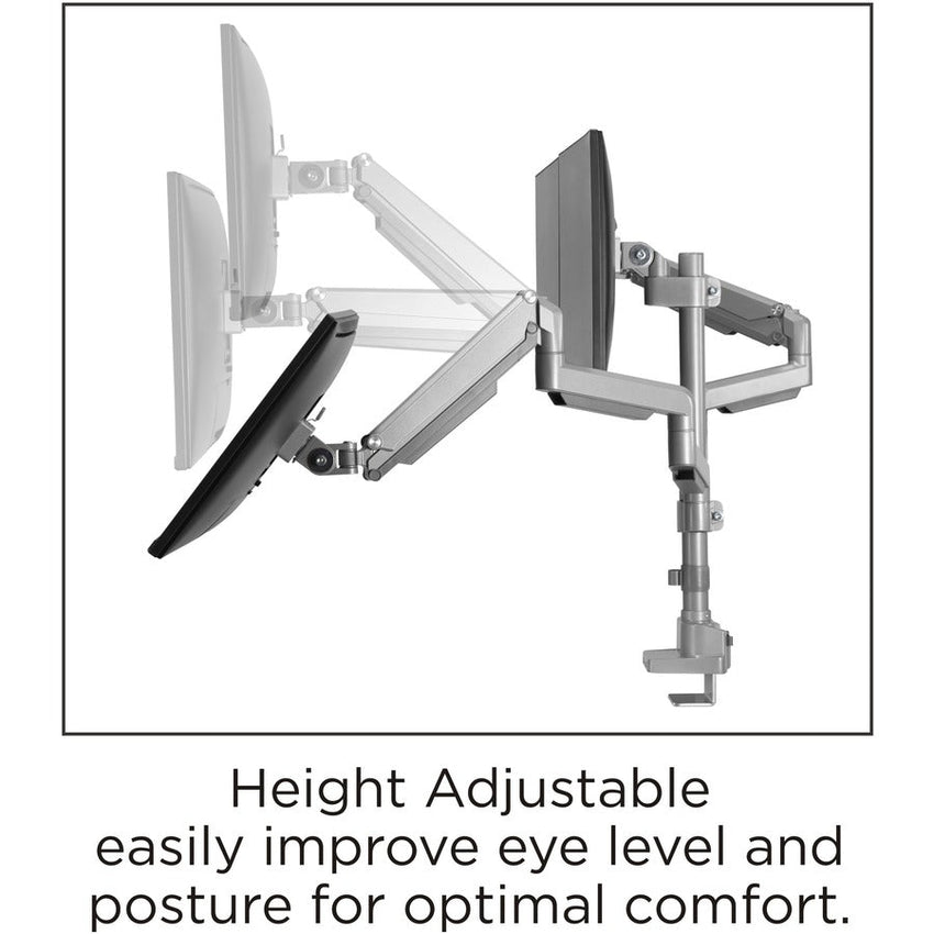 Lorell Triple Monitor Mounting Arm with Pole Height Adjustable Gray (LLR - LLR99804) - SchoolOutlet