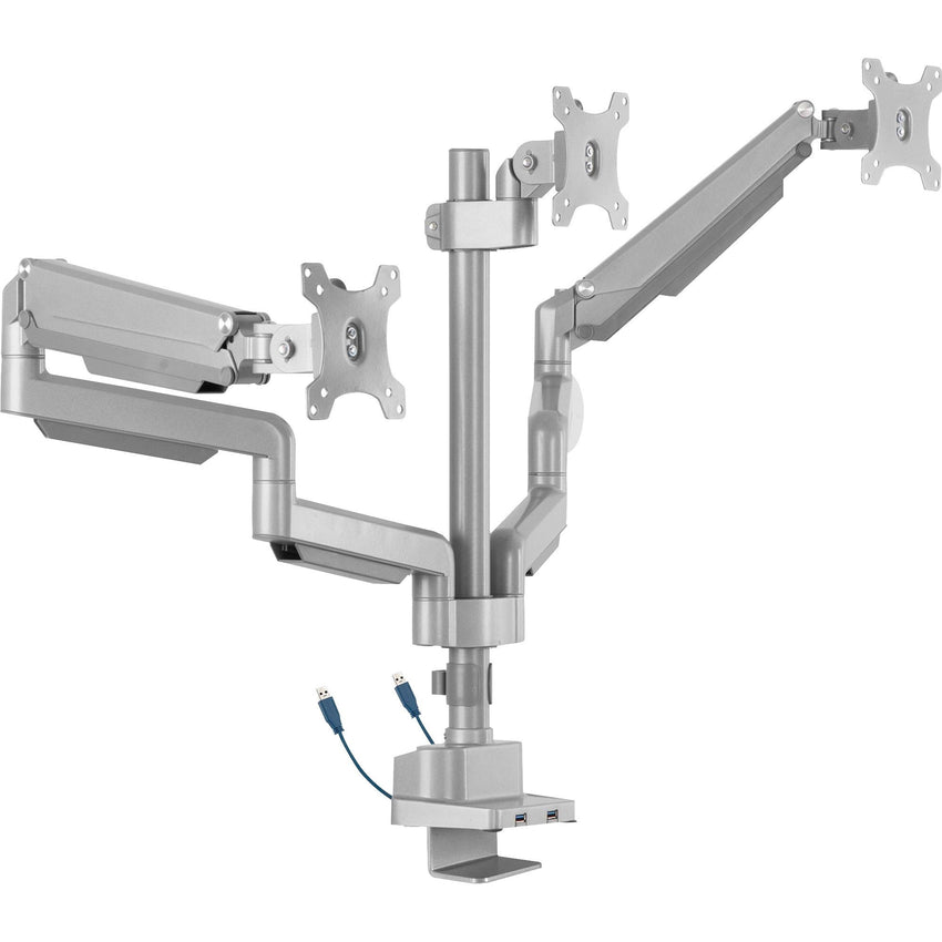 Lorell Triple Monitor Mounting Arm with Pole Height Adjustable Gray (LLR - LLR99804) - SchoolOutlet