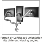 Lorell Triple Monitor Mounting Arm with Pole Height Adjustable Gray (LLR - LLR99804) - SchoolOutlet