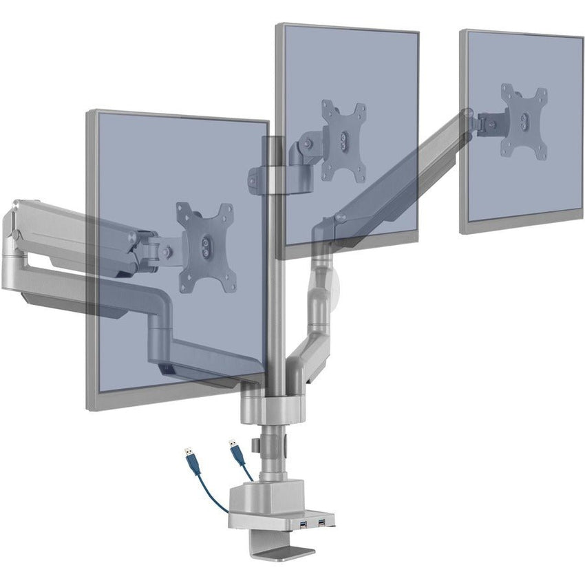 Lorell Triple Monitor Mounting Arm with Pole Height Adjustable Gray (LLR - LLR99804) - SchoolOutlet