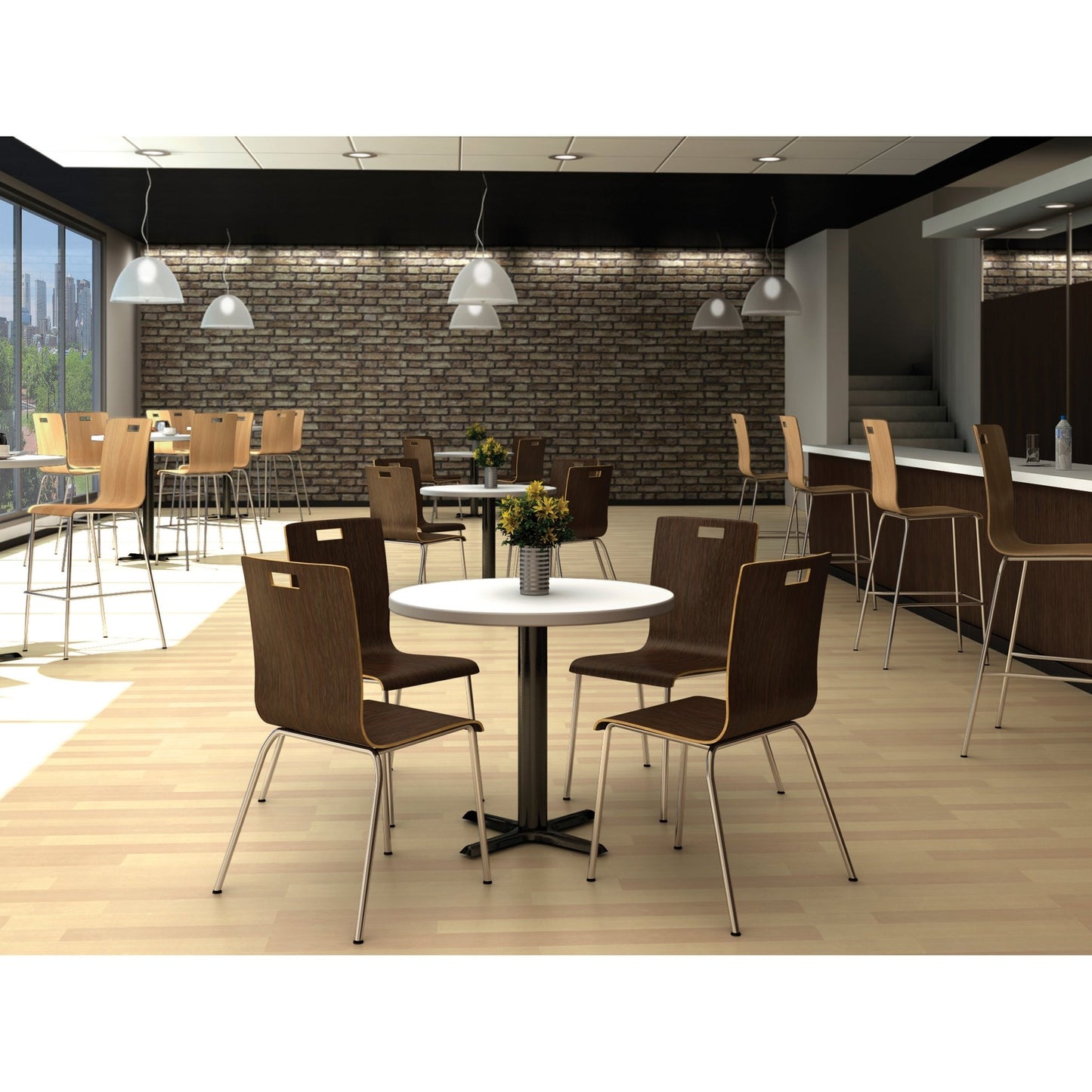 Lorell Bentwood Cafe Chair with Steel Frame - Set of 2 (LLR - LLR9986X) - SchoolOutlet