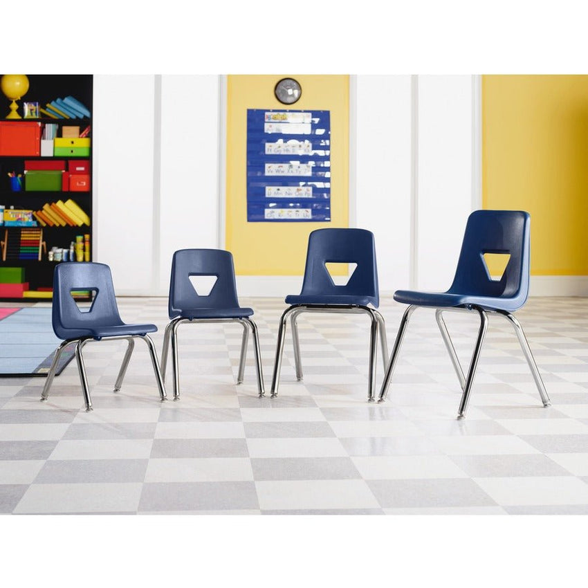 Lorell 16” Seat Height Student Stack Chair, Four - legged Base for Classrooms - Set of 4 (LLR - LLR9988X - 16) - SchoolOutlet
