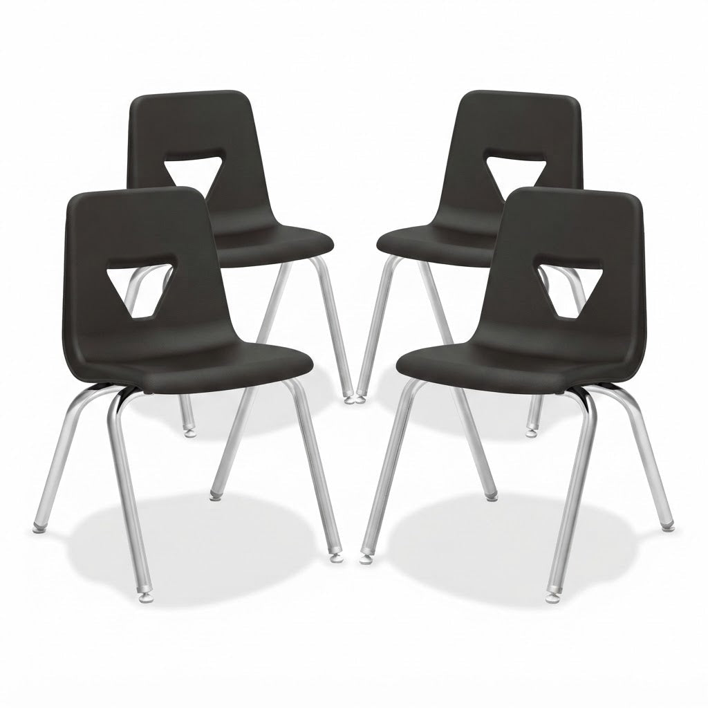 Lorell 16” Seat Height Student Stack Chair, Four-legged Base for Classrooms - Set of 4 (LLR-LLR9988X-16) - SchoolOutlet
