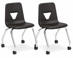 Lorell 18” Seat Height Classroom Mobile Chair, Four-Legged Base with Swivel Casters - Set of 2 18