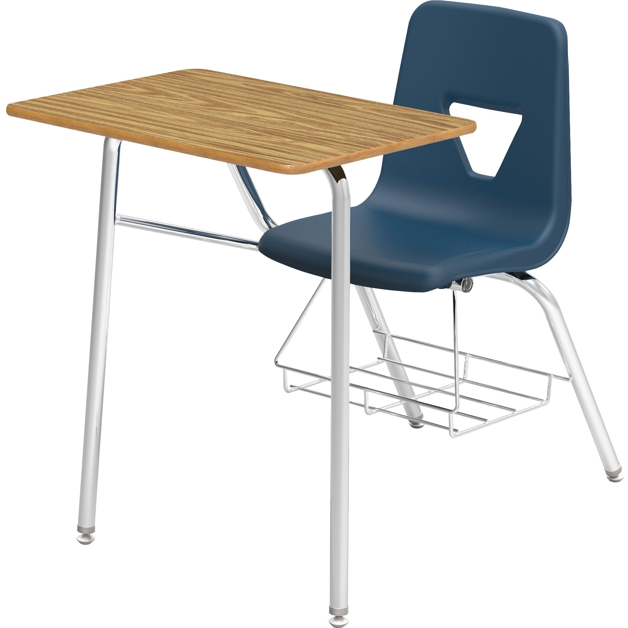 Lorell Student Chair Desk Combo with Book Rack HPL Top Four Leg Frame ...