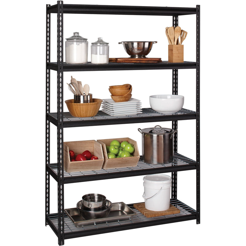 Lorell Wire Deck Shelving 5 Shelves 460 lb Capacity Per Shelf Steel Frame Boltless Assembly Wide Design (LLR - LLR99930) - SchoolOutlet