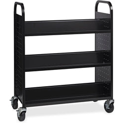 Lorell Double-Sided 6-Shelf Book Cart with Locking Casters and Steel Construction (LLR-LLR99936S)