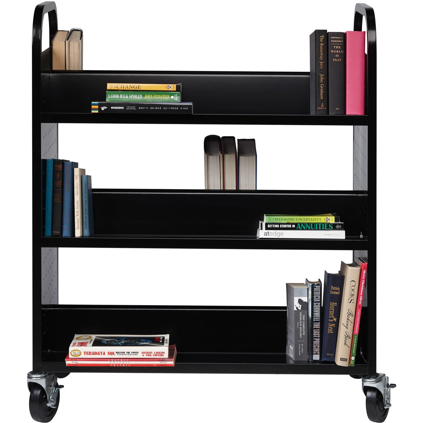 Lorell Double - Sided 6 - Shelf Book Cart with Locking Casters and Steel Construction (LLR - LLR99936S) - SchoolOutlet