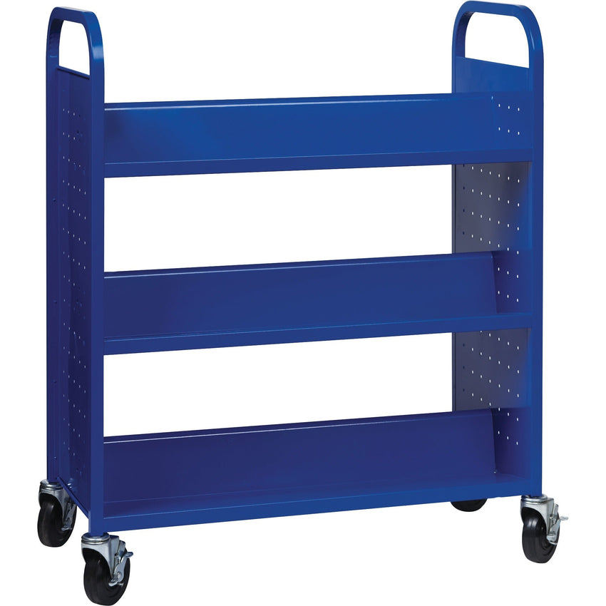 Lorell Double - Sided 6 - Shelf Book Cart with Locking Casters and Steel Construction (LLR - LLR99936S) - SchoolOutlet