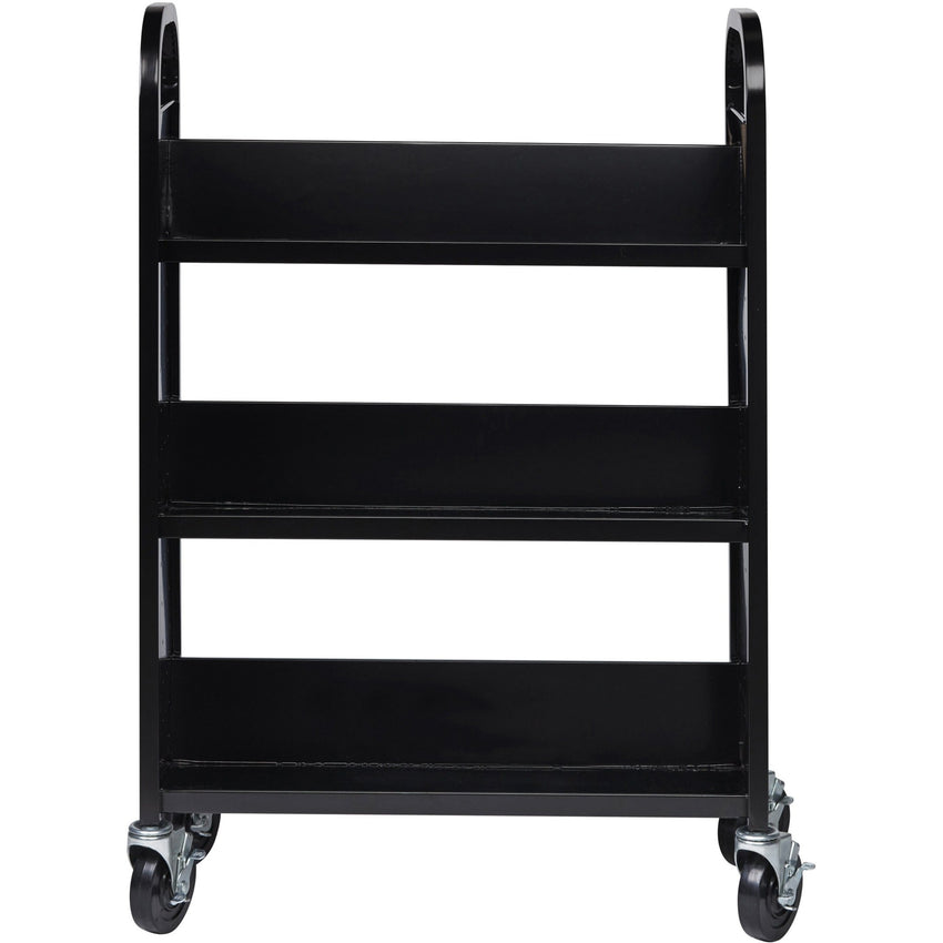 Lorell Single - Sided 3 - Shelf Book Cart with Locking Casters and Steel Construction (LLR - LLR99933S) - SchoolOutlet