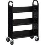 Lorell Single - Sided 3 - Shelf Book Cart with Locking Casters and Steel Construction (LLR - LLR99933S) - SchoolOutlet