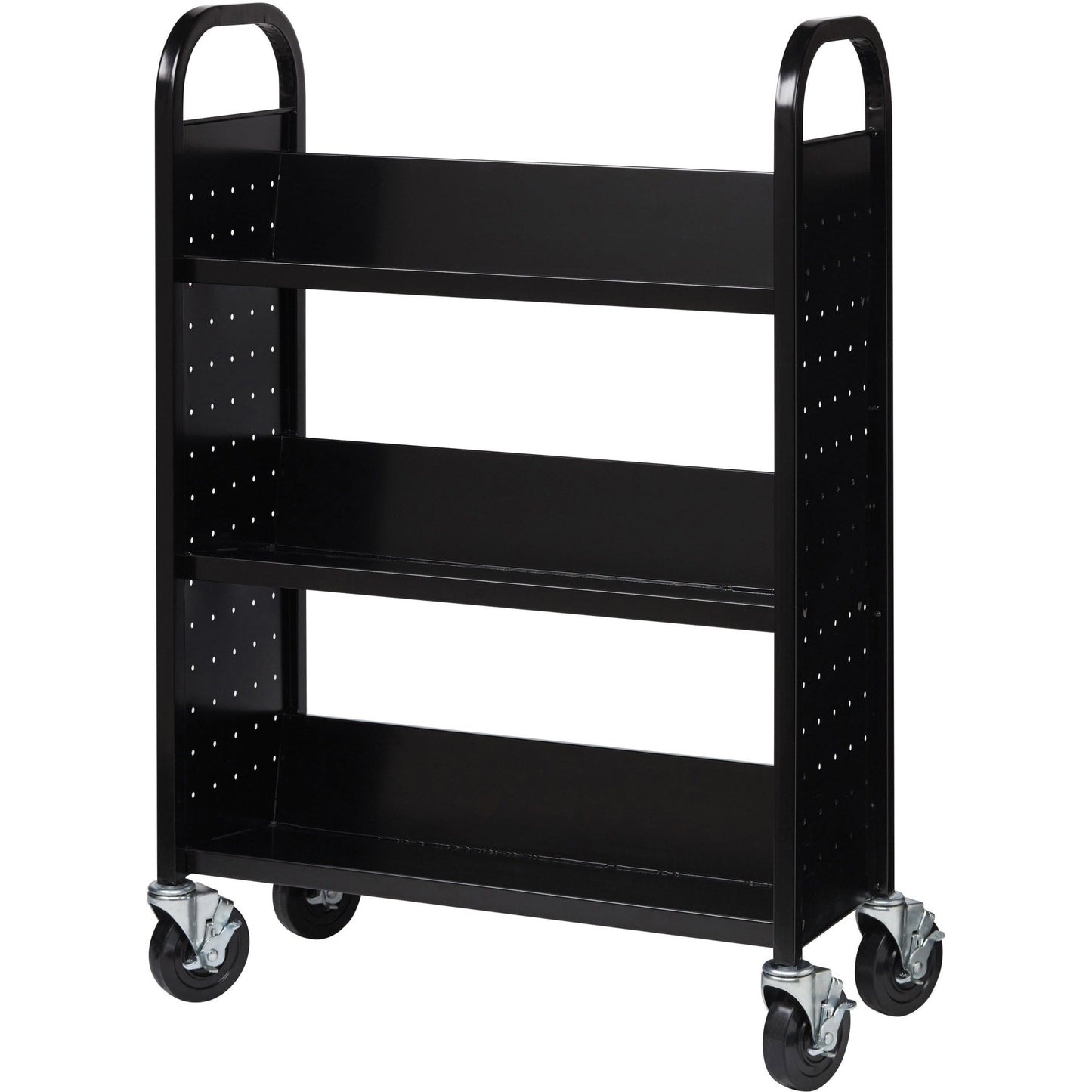 Lorell Single - Sided 3 - Shelf Book Cart with Locking Casters and Steel Construction (LLR - LLR99933S) - SchoolOutlet