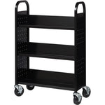 Lorell Single - Sided 3 - Shelf Book Cart with Locking Casters and Steel Construction (LLR - LLR99933S) - SchoolOutlet