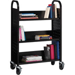 Lorell Single - Sided 3 - Shelf Book Cart with Locking Casters and Steel Construction (LLR - LLR99933S) - SchoolOutlet