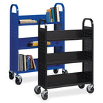 Lorell Single - Sided 3 - Shelf Book Cart with Locking Casters and Steel Construction (LLR - LLR99933S) - SchoolOutlet