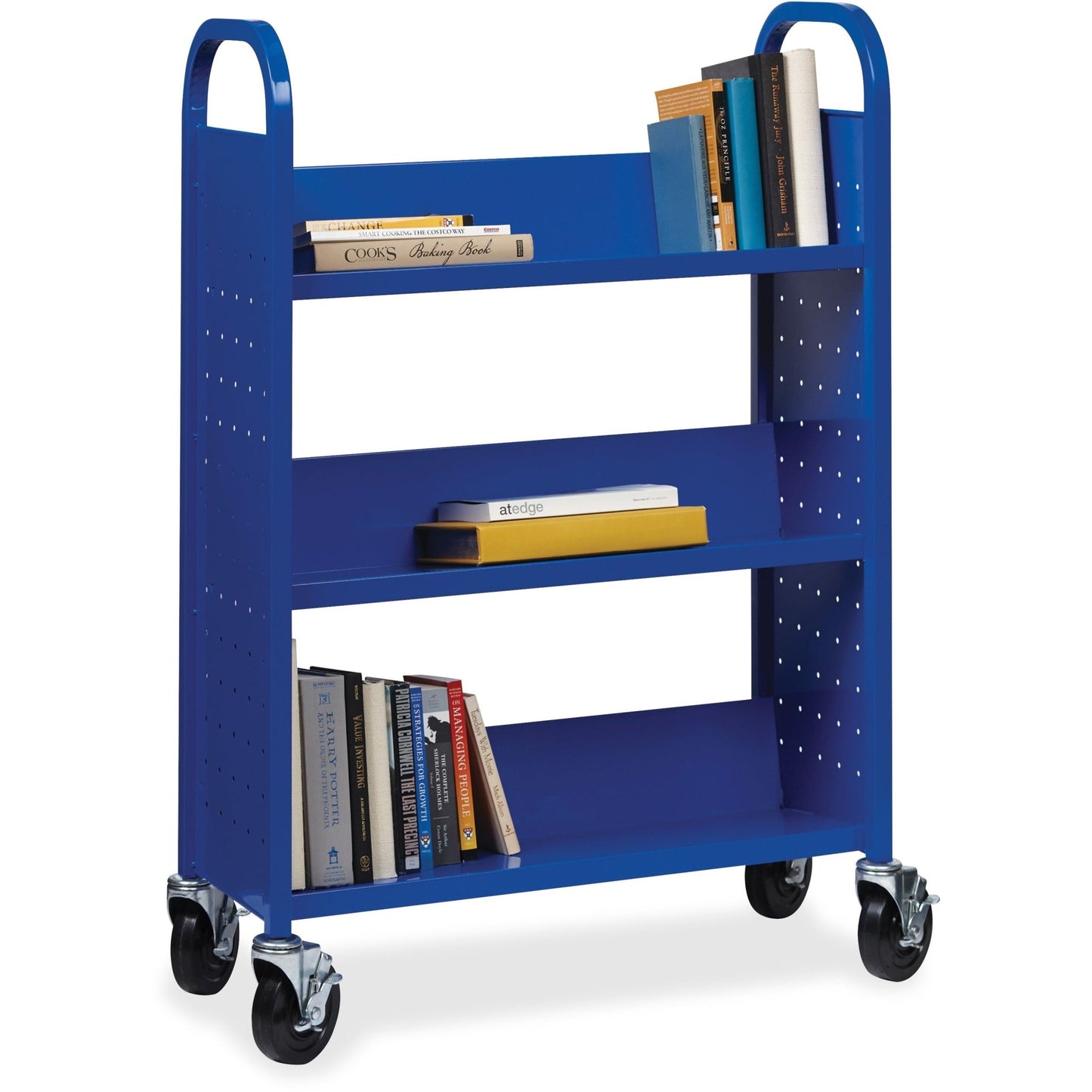 Lorell Single - Sided 3 - Shelf Book Cart with Locking Casters and Steel Construction (LLR - LLR99933S) - SchoolOutlet