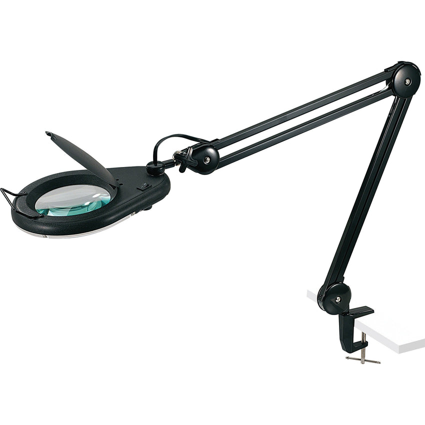Lorell Magnifier Lamp with Clamp - On 5.1"W x 33"H Black (LLR - LLR99957) - SchoolOutlet