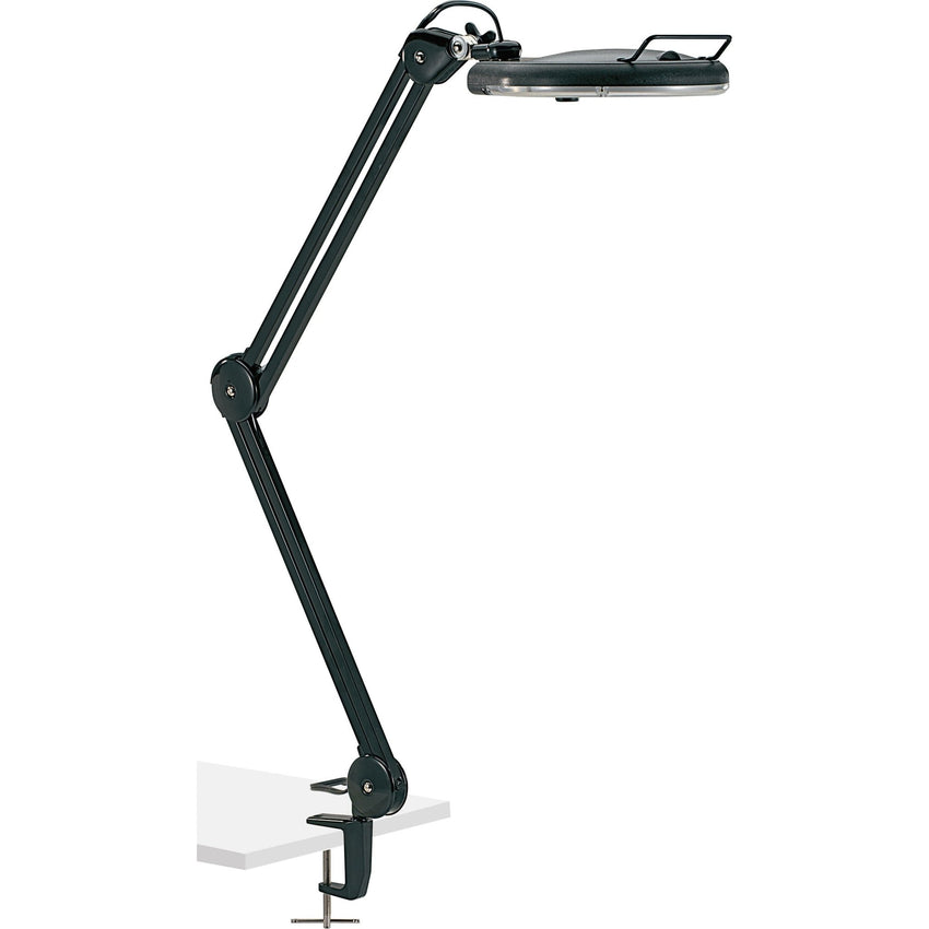 Lorell Magnifier Lamp with Clamp - On 5.1"W x 33"H Black (LLR - LLR99957) - SchoolOutlet