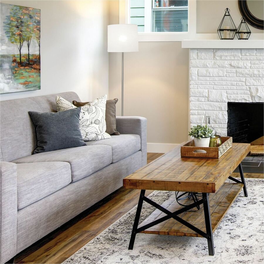 Lorell LED Contemporary Floor Lamp 12"W x 65"H Brushed Nickel (LLR - LLR99967) - SchoolOutlet