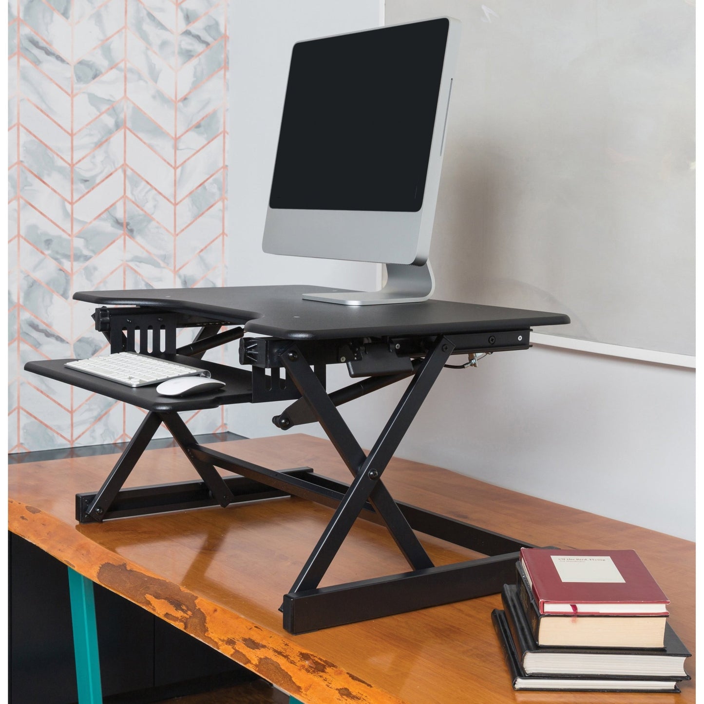 Lorell Adjustable Desk Riser Plus 32"W x 20.5"D Black (LLR - LLR99983) - SchoolOutlet