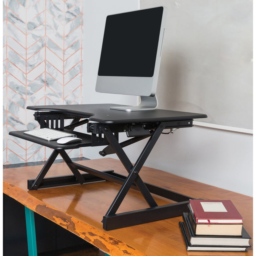 Lorell Adjustable Desk Riser Plus 32"W x 20.5"D Black (LLR - LLR99983) - SchoolOutlet