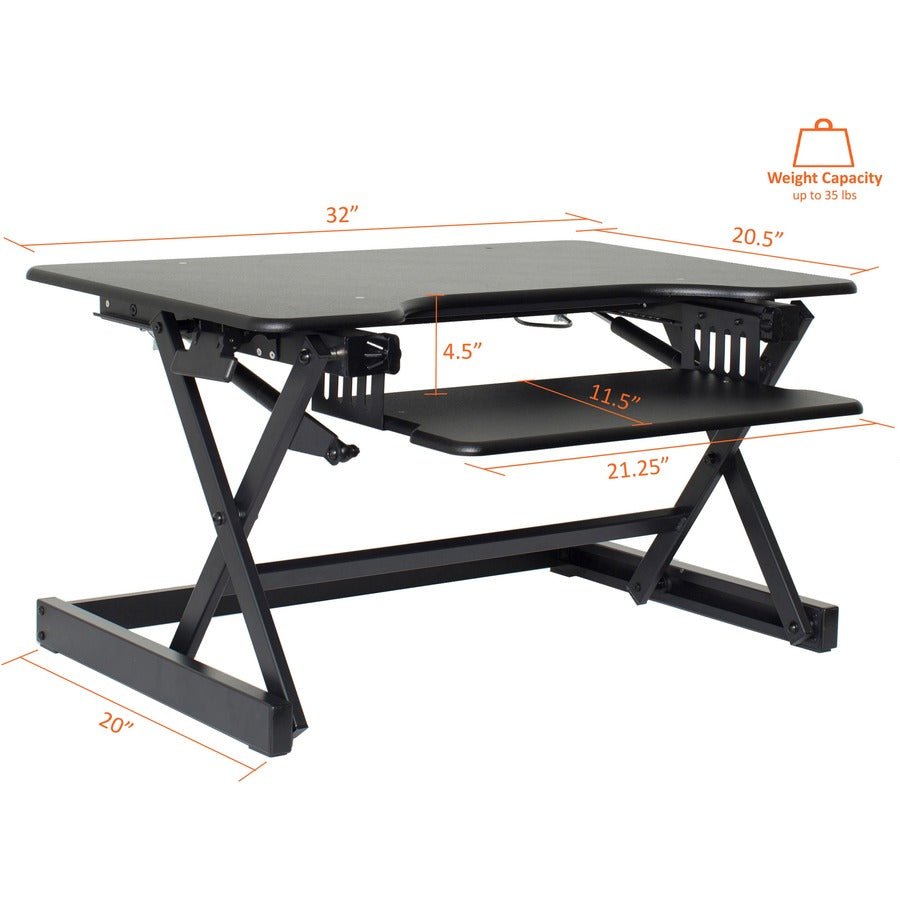 Lorell Adjustable Desk Riser Plus 32"W x 20.5"D Black (LLR - LLR99983) - SchoolOutlet