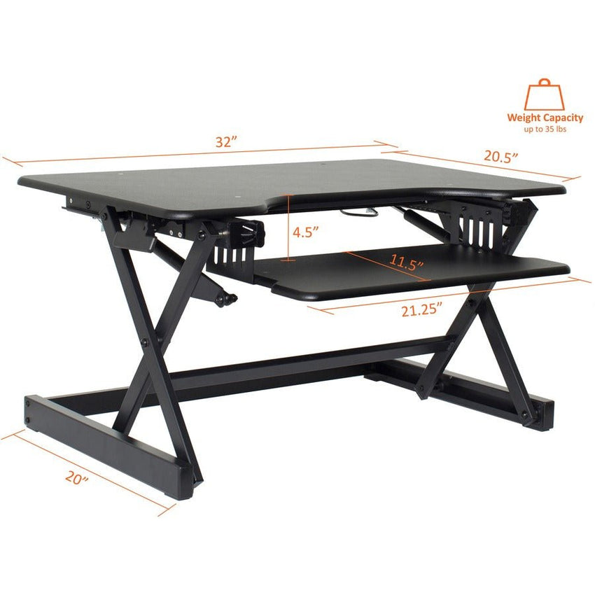Lorell Adjustable Desk Riser Plus 32"W x 20.5"D Black (LLR - LLR99983) - SchoolOutlet