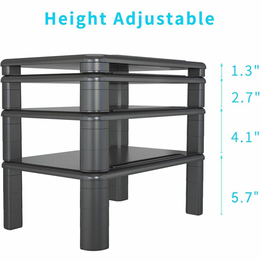 Lorell Height - Adjustable Monitor Riser 4"H x 19.75"W Black (LLR - LLR99991) - SchoolOutlet