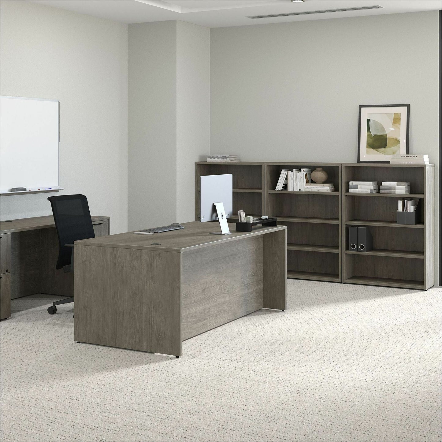 Lorell Prominence 2.0 4 - Shelf Bookcase 34"W x 12"D x 48"H Gray Elm (LLR - LLRPBK3448GE) - SchoolOutlet