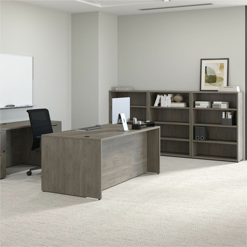 Lorell Prominence 2.0 4 - Shelf Bookcase 34"W x 12"D x 48"H Gray Elm (LLR - LLRPBK3448GE) - SchoolOutlet