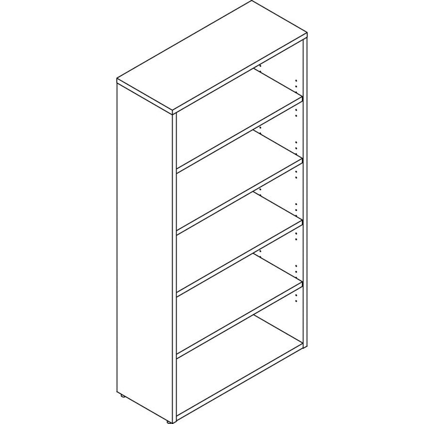 Lorell Prominence 2.0 5 - Shelf Bookcase 34"W x 12"D x 69"H Mahogany (LLR - LLRPBK3469MY) - SchoolOutlet