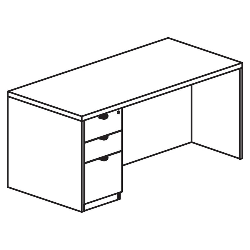 Lorell Prominence 2.0 Series Left - Pedestal Executive Desk with Laminate Finish and Fully Assembled Professional Construction 60"W x 30"D x 29"H LLR - LLR(LLRPD3060LSPXX) - SchoolOutlet