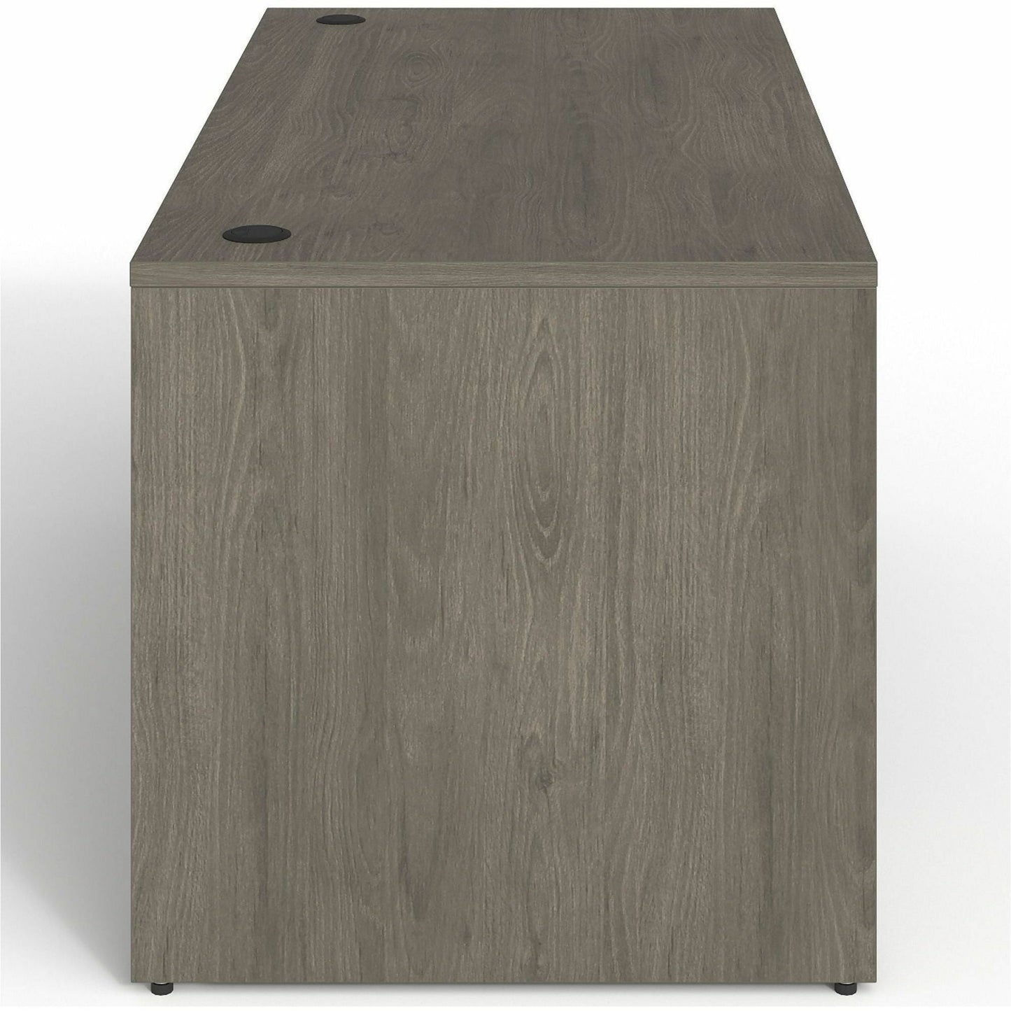 Lorell Prominence 2.0 Series Gray Elm Executive Desk featuring a Left - Hand Locking Pedestal and High - Performance Thermally Fused Melamine Construction 60"W x 30"D x 29"H (LLR - LLRPD3060LSPGE) - SchoolOutlet