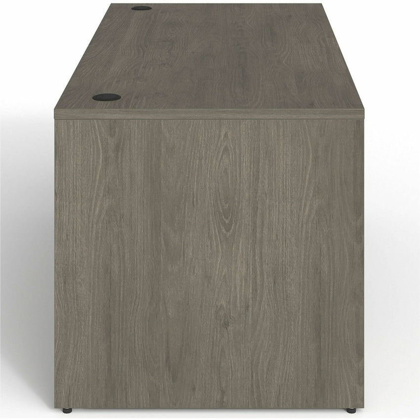 Lorell Prominence 2.0 Series Gray Elm Executive Desk featuring a Left - Hand Locking Pedestal and High - Performance Thermally Fused Melamine Construction 60"W x 30"D x 29"H (LLR - LLRPD3060LSPGE) - SchoolOutlet